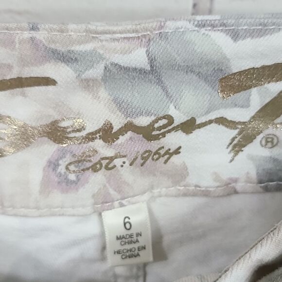 Seven7 High Rise Tummyless Skinny Jeans White Floral Print Stretch Denim Size 6 - Picture 7 of 13